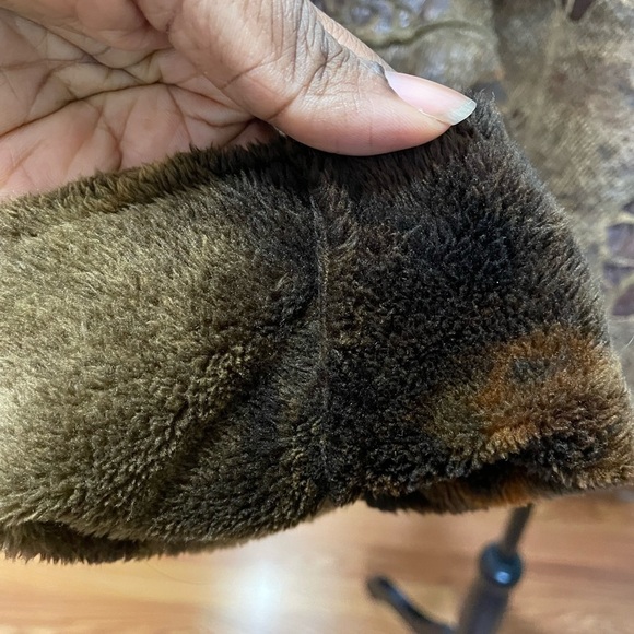 True Grit Brown Floral Rose Faux Fur Jacket Western Small L - Picture 12 of 13